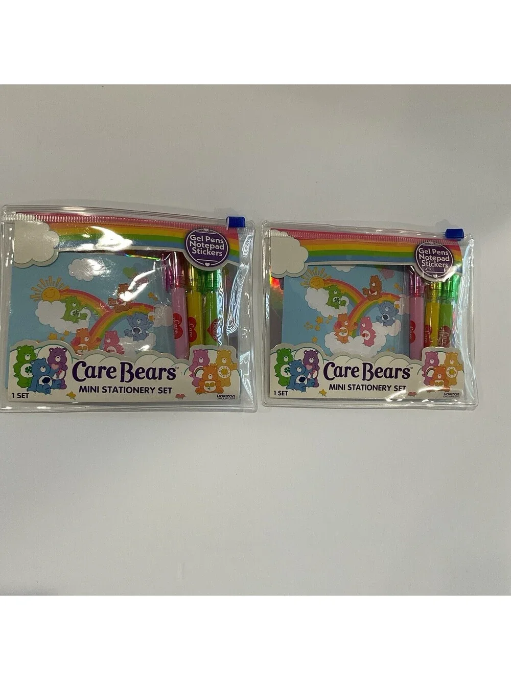 2 New Care Bears mini stationary sets gel pens notepads & stickers